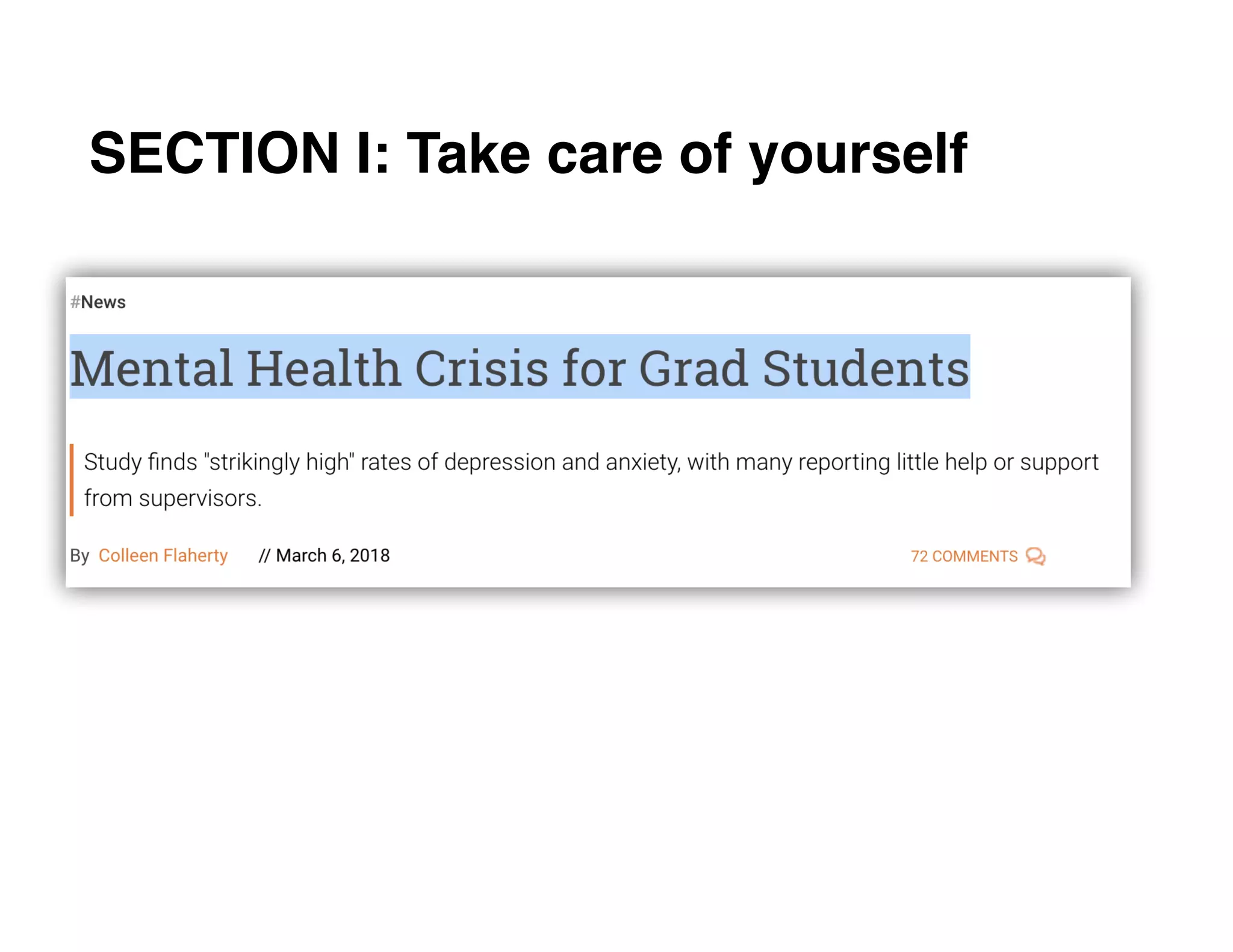 SECTION I: Take care of yourself
 