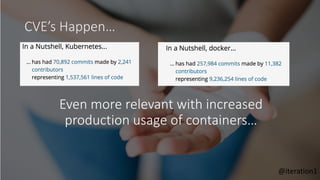 CVE’s Happen…
Even more relevant with increased
production usage of containers…
@iteration1
 