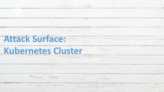 Attack Surface:
Kubernetes Cluster
 