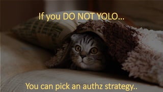 You can pick an authz strategy..
If you DO NOT YOLO…
 