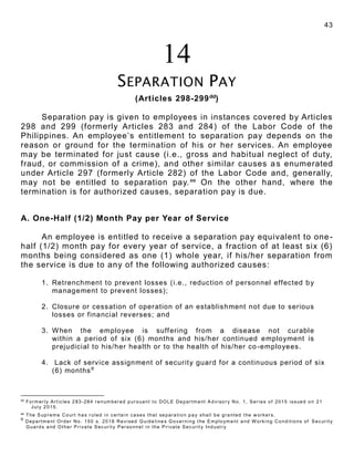 Separation Pay 2019 Edition of Handbook On Workers Statutory Monetary Benefits | PDF