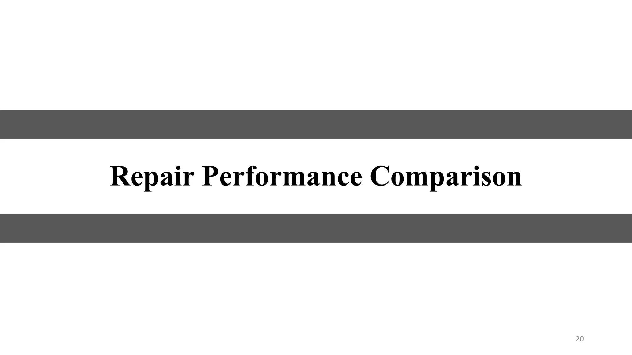 20
Repair Performance Comparison
 