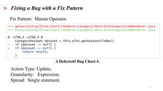 6
> Fixing a Bug with a Fix Pattern
--- a/source/org/jfree/chart/renderer/category/AbstractCategoryItemRenderer.java
+++ b...