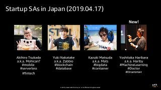 © 2019, Amazon Web Services, Inc. or its affiliates. All rights reserved.
Startup SAs in Japan (2019.04.17)
 