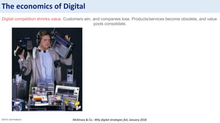 Sotiris Syrmakezis
The economics of Digital
Digital competition shrinks value. Customers win, and companies lose. Products/services become obsolete, and value
pools consolidate.
McKinsey & Co.: Why digital strategies fail, January 2018
DD
 