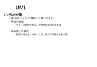 UML
? UMLη
UML·ϴ󤭤2N˷Ǥޤ
? αӛ
? 饹vSԤʤɡĤvBԤ
? 褤αӛ
? IκӳʤɡӵĤvBԤ
8
 
