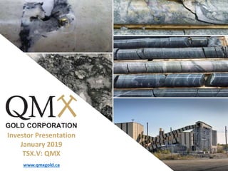 Investor Presentation
January 2019
TSX.V: QMX
www.qmxgold.ca
 