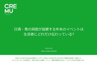 CREMU は CREMU DESIGNの事業ブランドです。CREMU は CREATIVE MUTATION（創造的突然変異）の略称です。
クリエイティブチームの集合知で、未来の主流となる事業・トレンド・習慣の変異体を生み出し、わくわくする社...