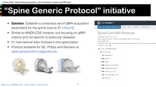 Cohen-Adad: Standardizing acquisition and processing of spinal cord MRI data
“Spine Generic Protocol” initiative
5Alley et...
