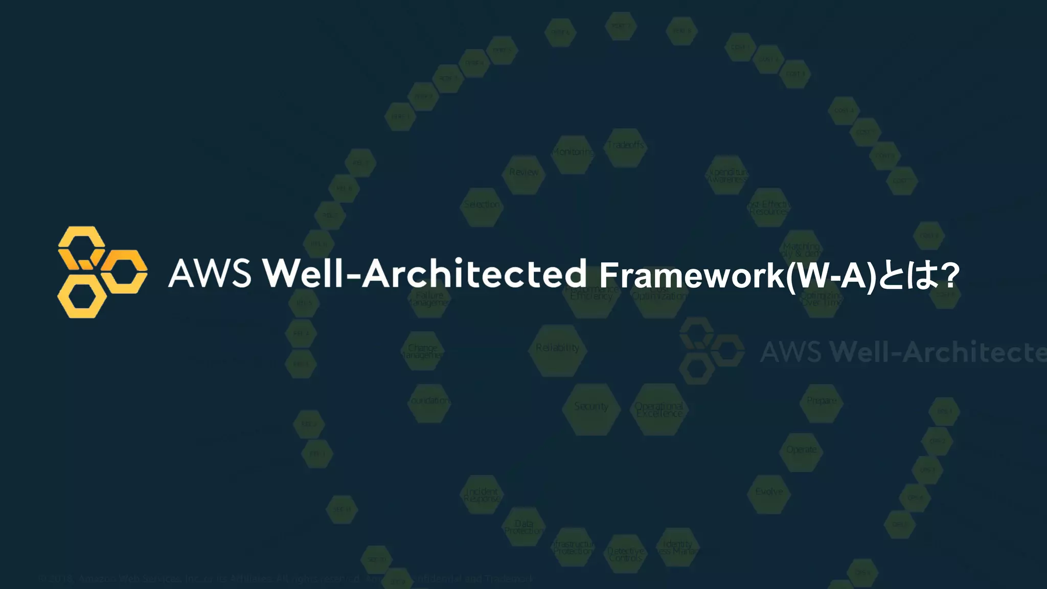© 2018, Amazon Web Services, Inc. or its Affiliates. All rights reserved. Amazon Confidential and Trademark
Framework(W-A)とは?
 