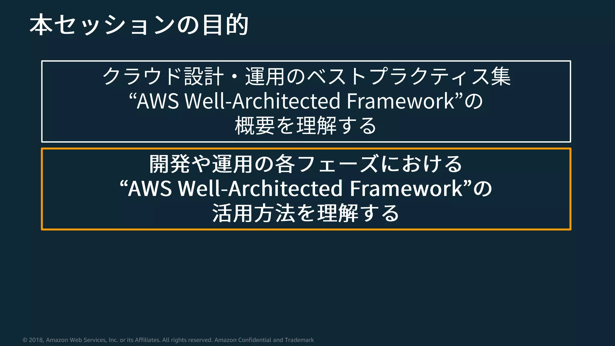 © 2018, Amazon Web Services, Inc. or its Affiliates. All rights reserved. Amazon Confidential and Trademark
 