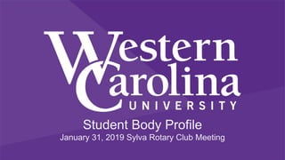Student Body Profile
January 31, 2019 Sylva Rotary Club Meeting
 