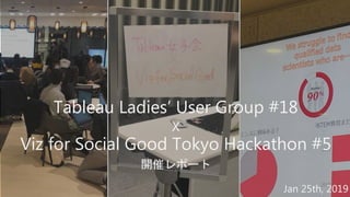 Tableau Ladies’ User Group #18
X
Viz for Social Good Tokyo Hackathon #5
開催レポート
Jan 25th, 2019
 