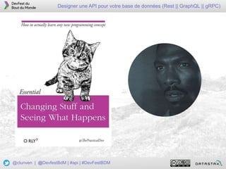 21
Designer une API pour votre base de données (Rest || GraphQL || gRPC)
@clunven | @DevfestBdM | #api | #DevFestBDM
 