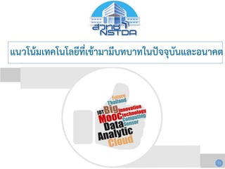 แนวโน้มเทคโนโลยีที่เข้ำมำมีบทบำทในปัจจุบันและอนำคต
11
 