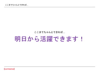 ここまでちゃんとできれば…
ここまでちゃんとできれば…
明日から活躍できます！
 