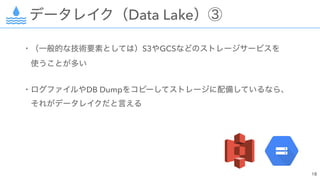 Data Lake
S3 GCS  
 
 
DB Dump  
 