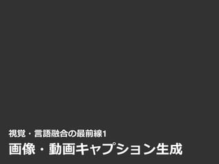 視覚・言語融合の最前線1
画像・動画キャプション生成
 