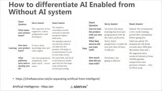Artificial Intelligence - Vikas Jain
How to differentiate AI Enabled from
Without AI system
• https://chiefexecutive.net/ai-separating-artificial-from-intelligent/
 