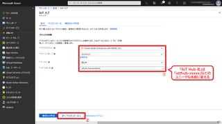 ①
② 47
「IoT Hub 名」は
「iothub-xxxxx」などの
ユニークな名前に変える
 