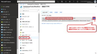 ①
②
70
後でこのデータベースに接続するための
接続文字列をコピーしてメモ帳などに保存
 