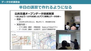データ分析講習会
19
半日の講習で作れるようになる
 