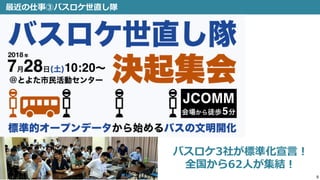 5
最近の仕事③バスロケ世直し隊
バスロケ3社が標準化宣言！
全国から62人が集結！
 