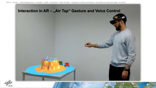 > IEEE Aerospace 2019 > A. Schreiber, L. Nafeie, A. Baranowski, P. Seipel, M. Misiak • Visualization of Software Architectures in Virtual Reality and Augmented Reality > 03.03.2019DLR.de • Chart 20
Interaction in AR – „Air Tap“ Gesture and Voice Control
 