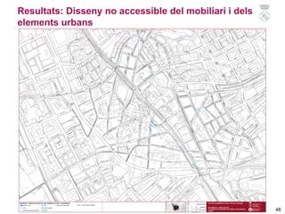 Resultats: Disseny no accessible del mobiliari i dels
elements urbans
48
 