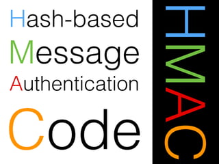 Hash-based
Message
Authentication
Code HMAC
 