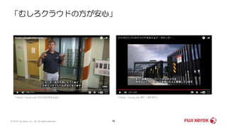 「むしろクラウドの方が安心」
34© 2019 Fuji Xerox Co., Ltd. All rights reserved.
https://youtu.be/8P_-JRi-6Fohttps://youtu.be/XZmGGAbHqa0
 