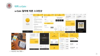 25
< ‘서강코인’ PoC 현장 >
대학 u-Coin
u-Coin 절차에 따른 스크린샷
 