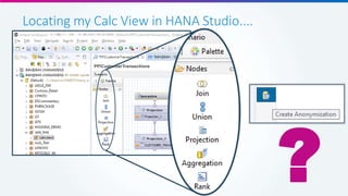 Locating my Calc View in HANA Studio....
?
 