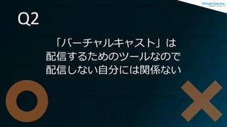 Q2
「バーチャルキャスト」は
配信するためのツールなので
配信しない自分には関係ない
 