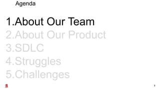 3
1.About Our Team
2.About Our Product
3.SDLC
4.Struggles
5.Challenges
Agenda
 
