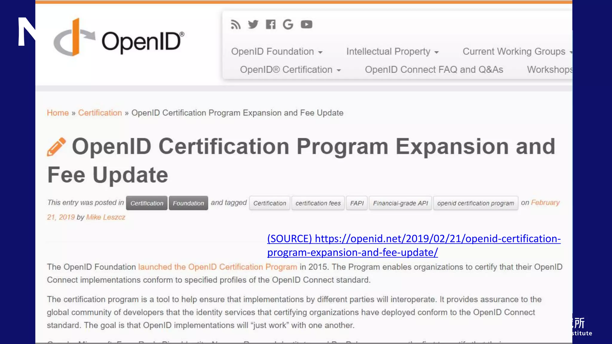Copyright© Nomura Research Institute, Ltd. All rights reserved.
47
(SOURCE) https://openid.net/2019/02/21/openid-certification-
program-expansion-and-fee-update/
 
