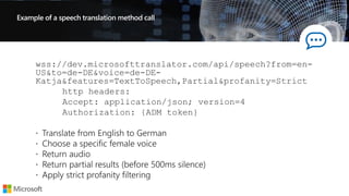 Example of a speech translation method call
 
