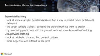 Two main types of Machine Learning problems
 