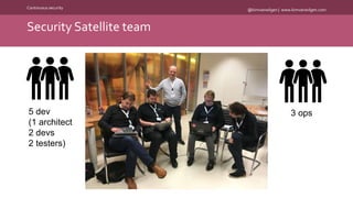 @kimvanwilgen | www.kimvanwilgen.comContinuous security
Security Satellite team
5 dev
(1 architect
2 devs
2 testers)
3 ops
 