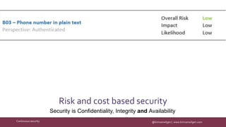 @kimvanwilgen | www.kimvanwilgen.comContinuous security
Risk and cost based security
Security is Confidentiality, Integrity and Availability
 