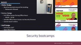 @kimvanwilgen | www.kimvanwilgen.comContinuous security
Security bootcamps
 