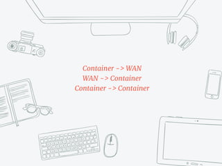 Container -> WAN
WAN -> Container
Container -> Container
 