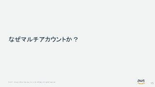 © 2017, Amazon Web Services, Inc. or its Affiliates. All rights reserved.© 2017, Amazon Web Services, Inc. or its Affiliates. All rights reserved.
なぜマルチアカウントか？
15
 