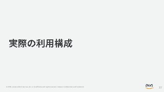 © 2019, Amazon Web Services, Inc. or its Affiliates. All rights reserved. Amazon Confidential and Trademark
37
 