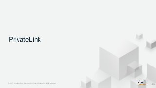 © 2017, Amazon Web Services, Inc. or its Affiliates. All rights reserved.© 2017, Amazon Web Services, Inc. or its Affiliates. All rights reserved.
PrivateLink
49
 