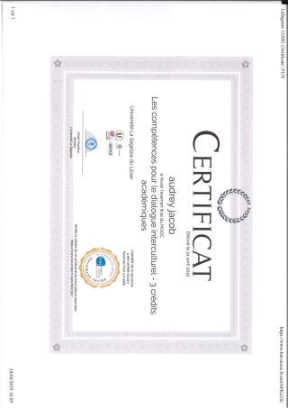 Les Compétences pour le dialogue interculturel - Obtention du Certificat 
