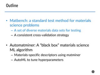 Automated Machine Learning Applied to Diverse Materials Design Problems