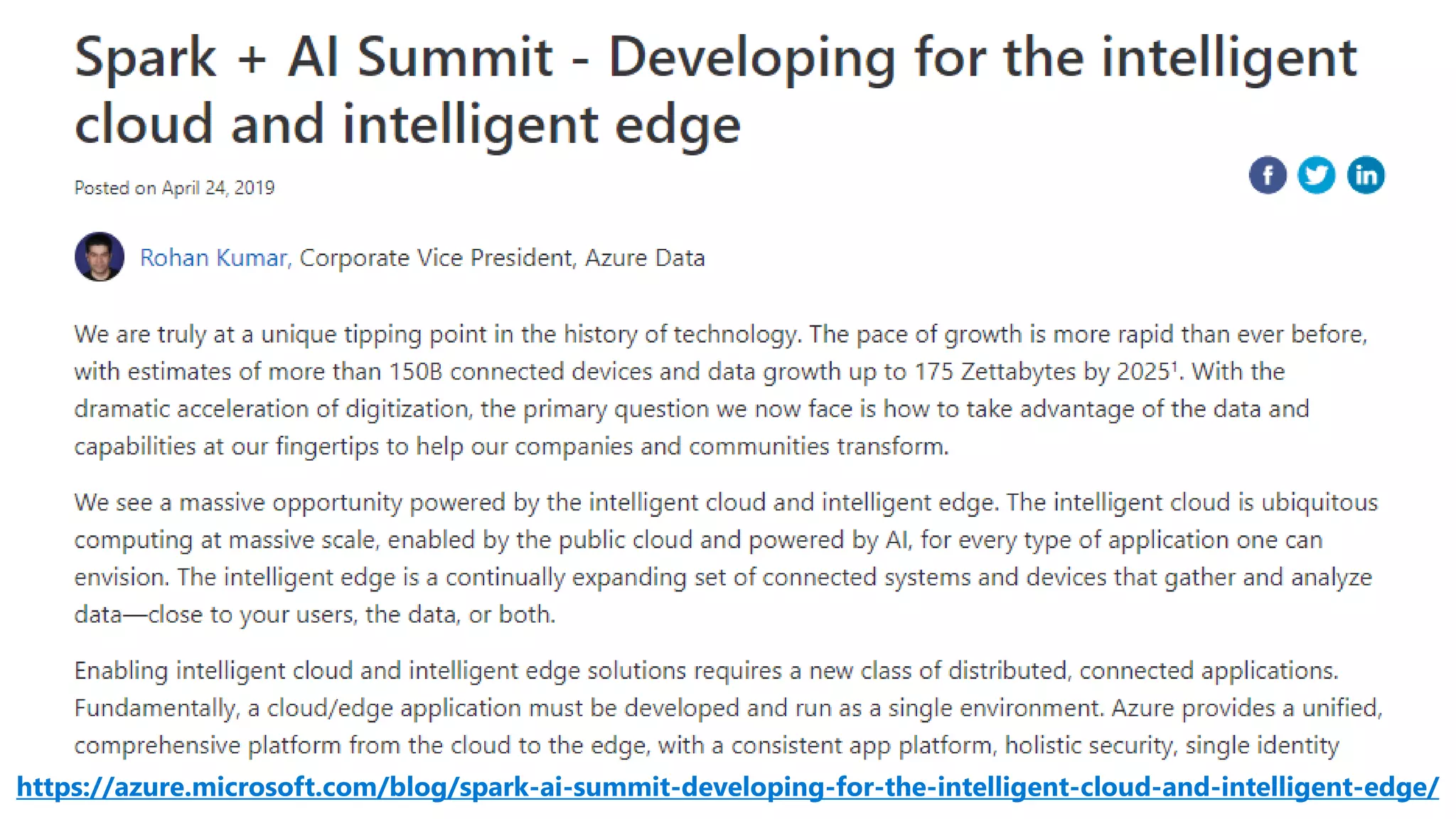 https://azure.microsoft.com/blog/spark-ai-summit-developing-for-the-intelligent-cloud-and-intelligent-edge/
 