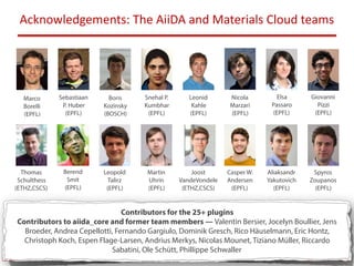 MaX Centre of Excellence:
AiiDA and Materials Cloud
Acknowledgements:	The	AiiDA	and	Materials	Cloud	teams
Giovanni 
Pizzi
...