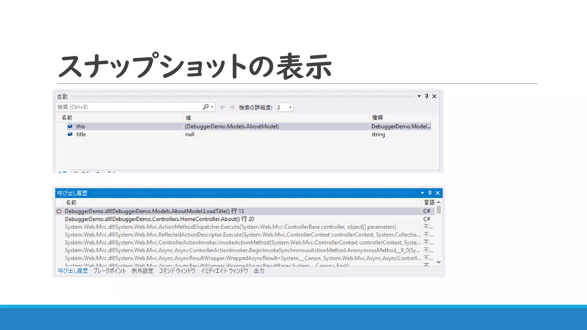 スナップショットの表示
 